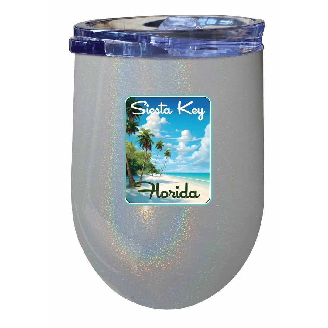 Siesta Key Beach Florida Tropical Beach Design Souvenir 12 oz Insulated Wine Stainless Steel Tumbler Image 4