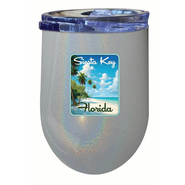 Siesta Key Beach Florida Tropical Beach Design Souvenir 12 oz Insulated Wine Stainless Steel Tumbler Image 1