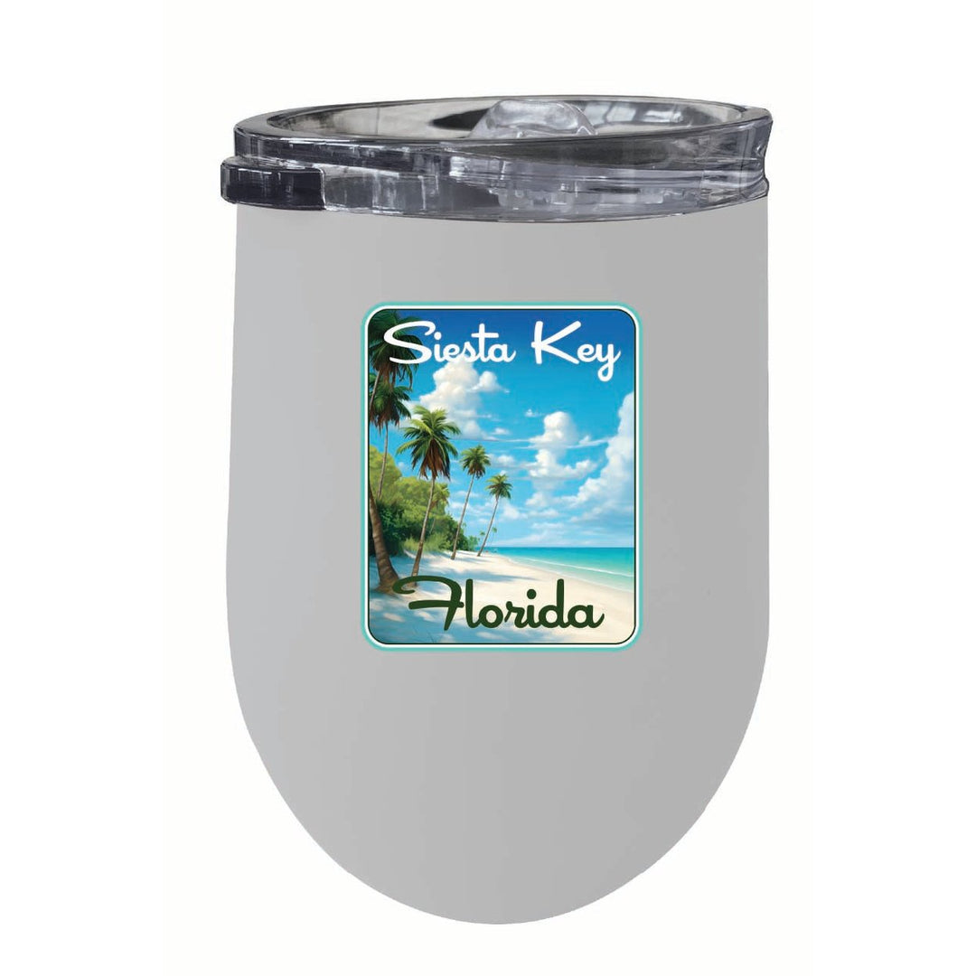 Siesta Key Beach Florida Tropical Beach Design Souvenir 12 oz Insulated Wine Stainless Steel Tumbler Image 6