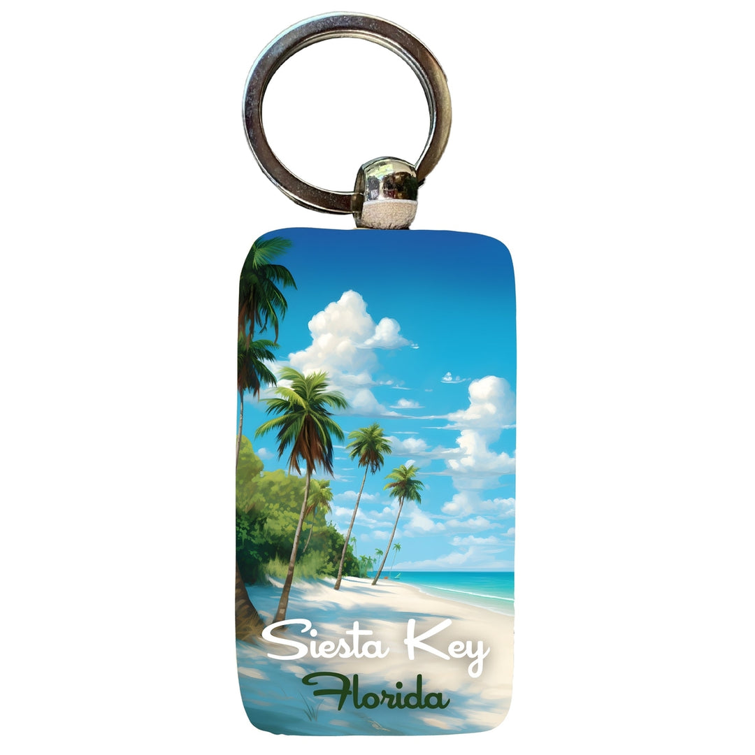 Siesta Key Beach Florida Tropical Beach Design Souvenir 2.5x1-Inch Souvenir Wooden Keychain Image 1