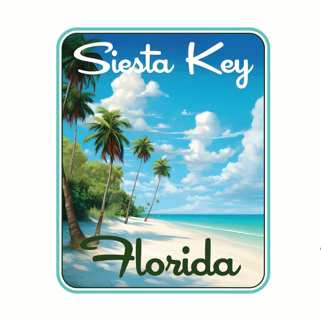 Siesta Key Beach Florida Tropical Beach Design Souvenir Die Cut Flat Magnet Image 1