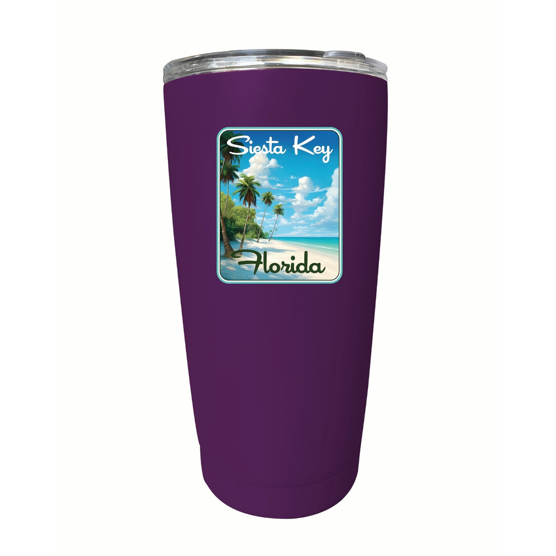 Siesta Key Beach Florida Tropical Beach Design Souvenir 16 oz Stainless Steel Insulated Tumbler Image 8