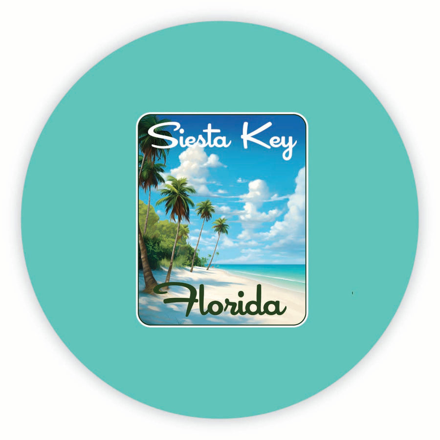 Siesta Key Beach Florida Tropical Beach Design Souvenir Round Fridge Magnet Image 1