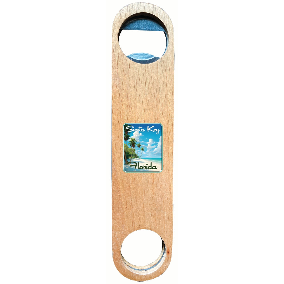 Siesta Key Beach Florida Tropical Beach Design Souvenir Wooden Bottle Opener Image 1