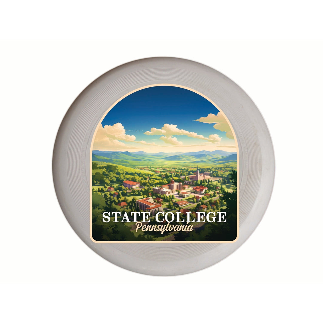 State College Pennsylvania Aerial Town Design Souvenir Frisbee Flying Disc Image 1