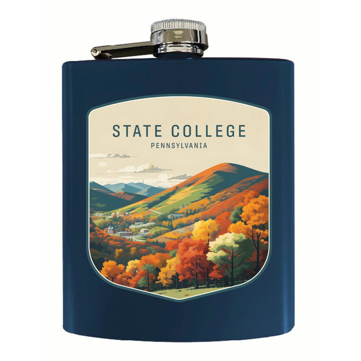 State College Pennsylvania Autumn Mountains Design Souvenir 7 oz Steel Flask Matte Finish Image 3