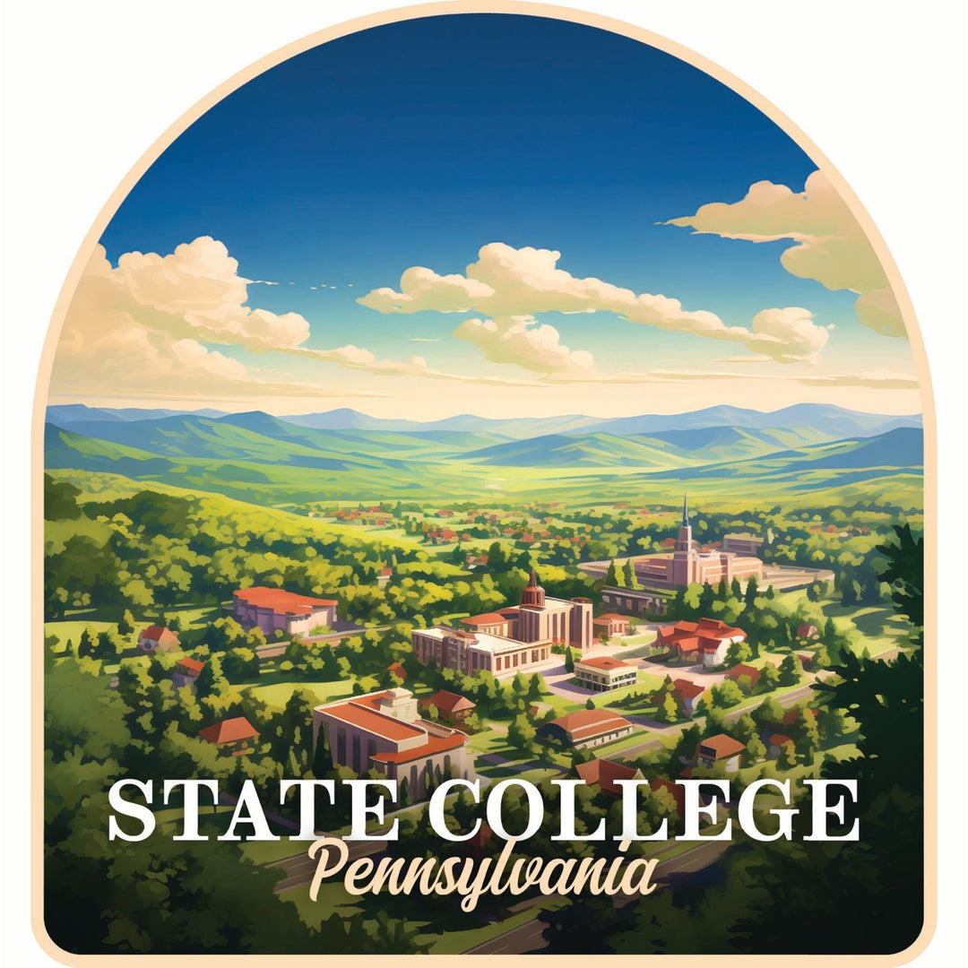 State College Pennsylvania Aerial Town Design Souvenir Die Cut Flat Magnet Image 1