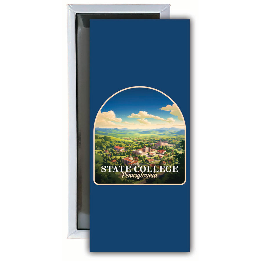 State College Pennsylvania Aerial Town Design Souvenir Fridge Magnet 4.75 x 2 Inch Image 1