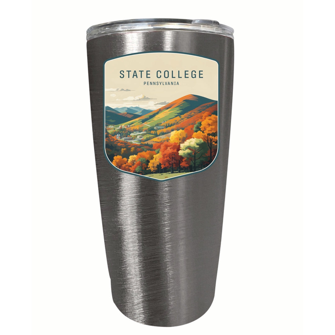 State College Pennsylvania Autumn Mountains Design Souvenir 16 oz Stainless Steel Insulated Tumbler Image 7