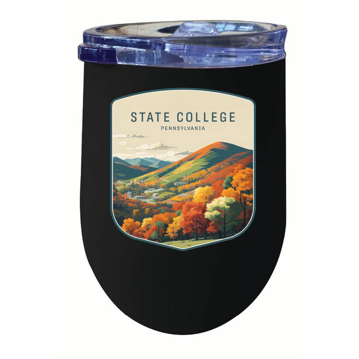 State College Pennsylvania Autumn Mountains Design Souvenir 12 oz Insulated Wine Stainless Steel Tumbler Image 1