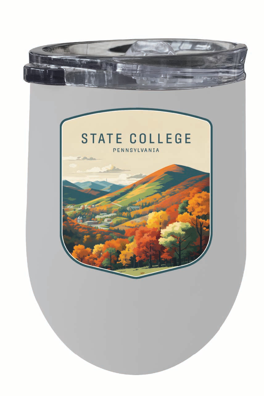 State College Pennsylvania Autumn Mountains Design Souvenir 12 oz Insulated Wine Stainless Steel Tumbler Image 2