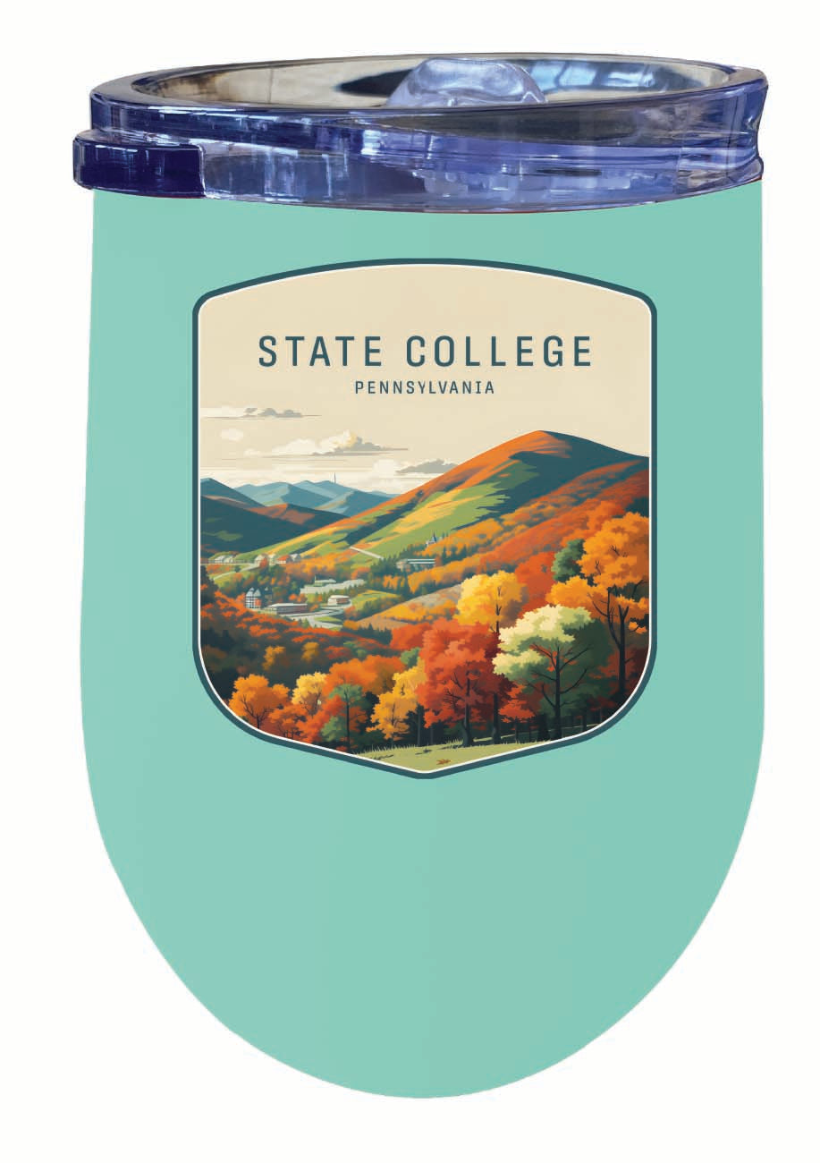 State College Pennsylvania Autumn Mountains Design Souvenir 12 oz Insulated Wine Stainless Steel Tumbler Image 3