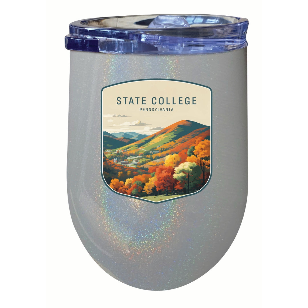 State College Pennsylvania Autumn Mountains Design Souvenir 12 oz Insulated Wine Stainless Steel Tumbler Image 4