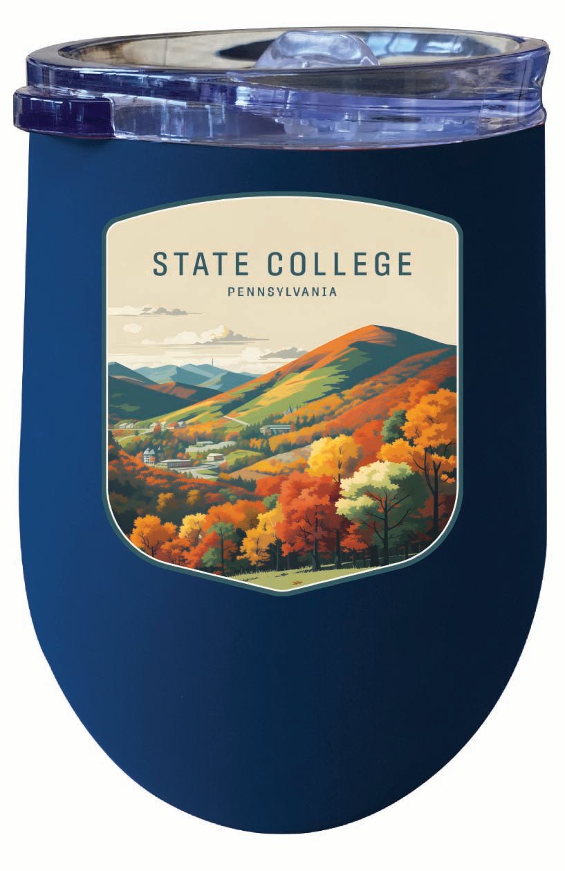 State College Pennsylvania Autumn Mountains Design Souvenir 12 oz Insulated Wine Stainless Steel Tumbler Image 4