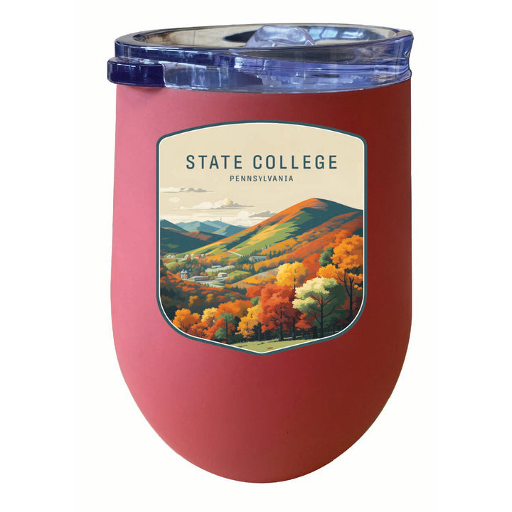 State College Pennsylvania Autumn Mountains Design Souvenir 12 oz Insulated Wine Stainless Steel Tumbler Image 6