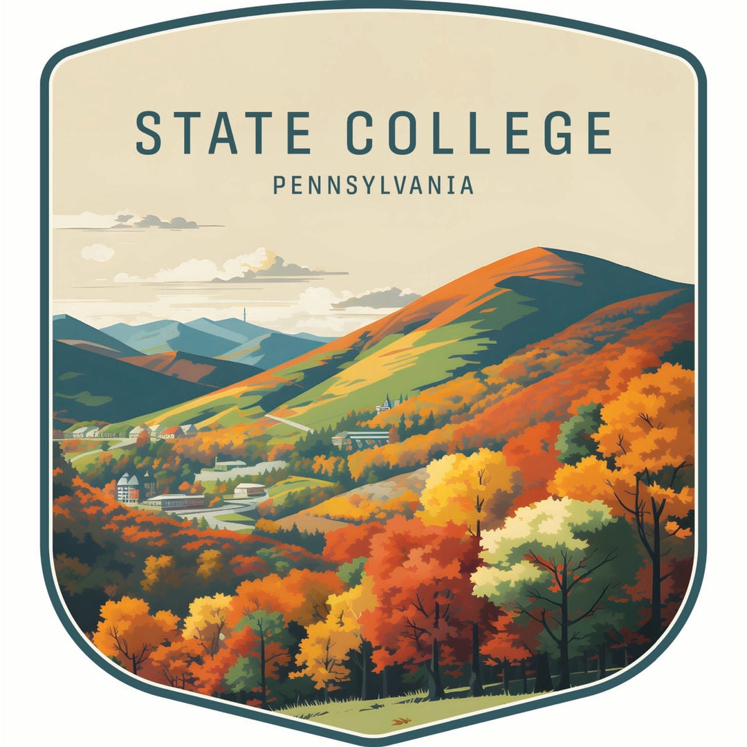 State College Pennsylvania Autumn Mountains Design Souvenir Die Cut Flat Magnet Image 1