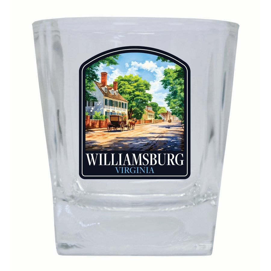 Williamsburg Virginia Colonial Street Design Souvenir 10 oz Whiskey Glass Rocks Glass Image 1