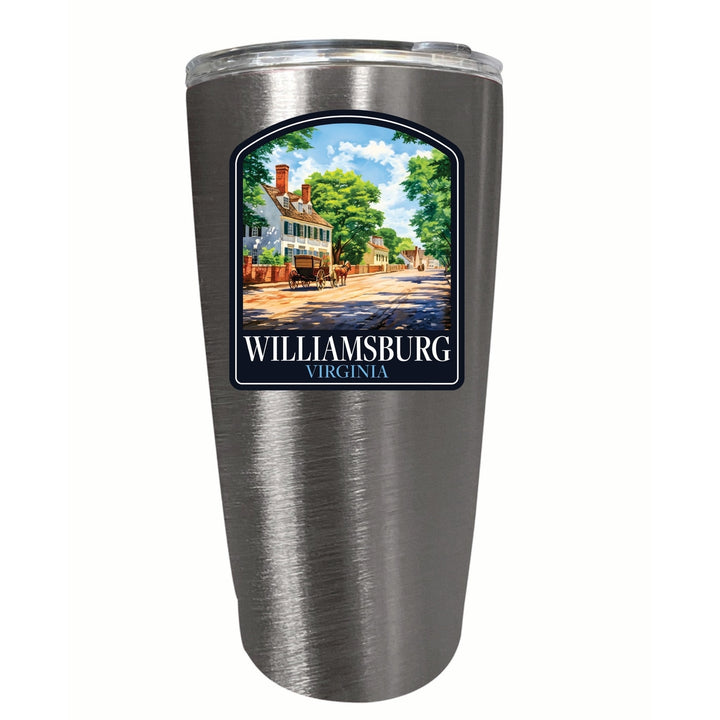 Williamsburg Virginia Colonial Street Design Souvenir 16 oz Insulated Tumbler STAINLESS STEEL Image 1