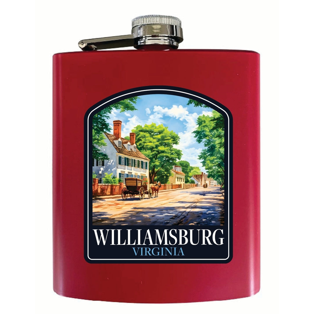 Williamsburg Virginia Colonial Street Design Souvenir 7 oz Steel Flask Matte Finish Image 2