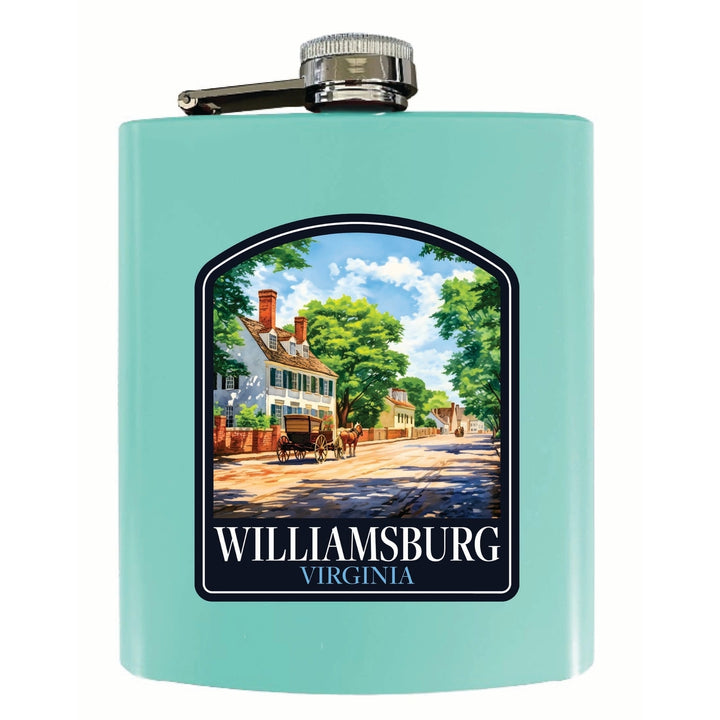 Williamsburg Virginia Colonial Street Design Souvenir 7 oz Steel Flask Matte Finish Image 3