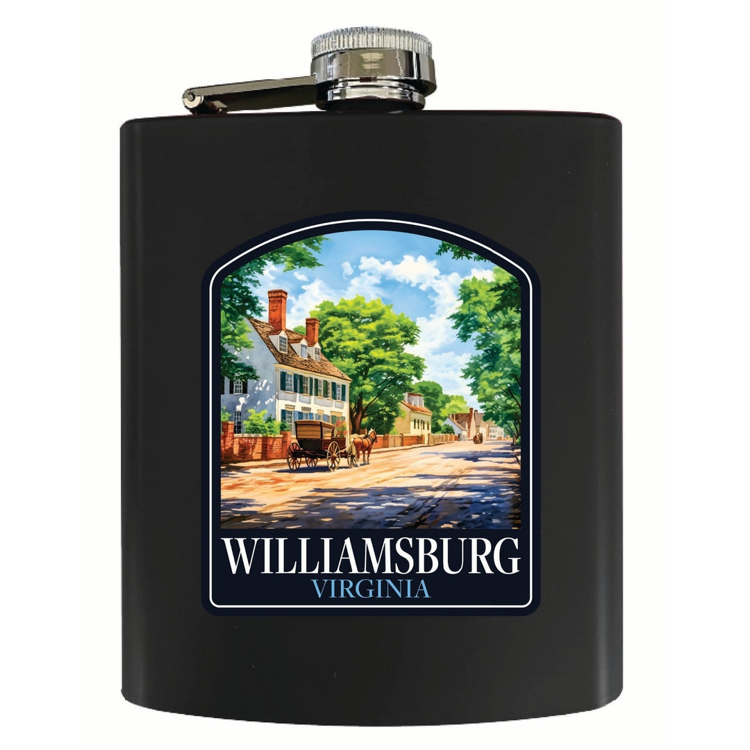 Williamsburg Virginia Colonial Street Design Souvenir 7 oz Steel Flask Matte Finish Image 4