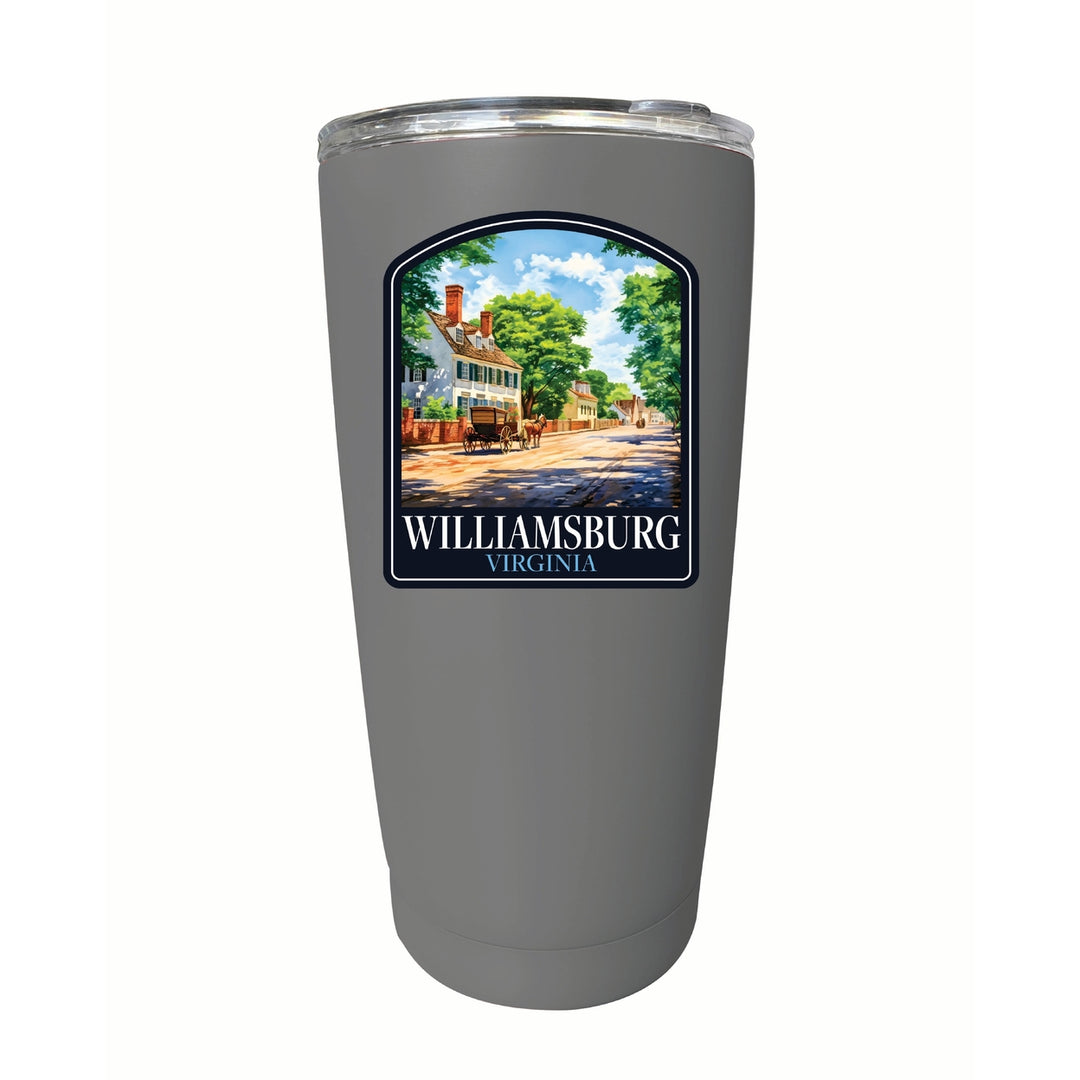 Williamsburg Virginia Colonial Street Design Souvenir 16 oz Insulated Tumbler STAINLESS STEEL Image 3