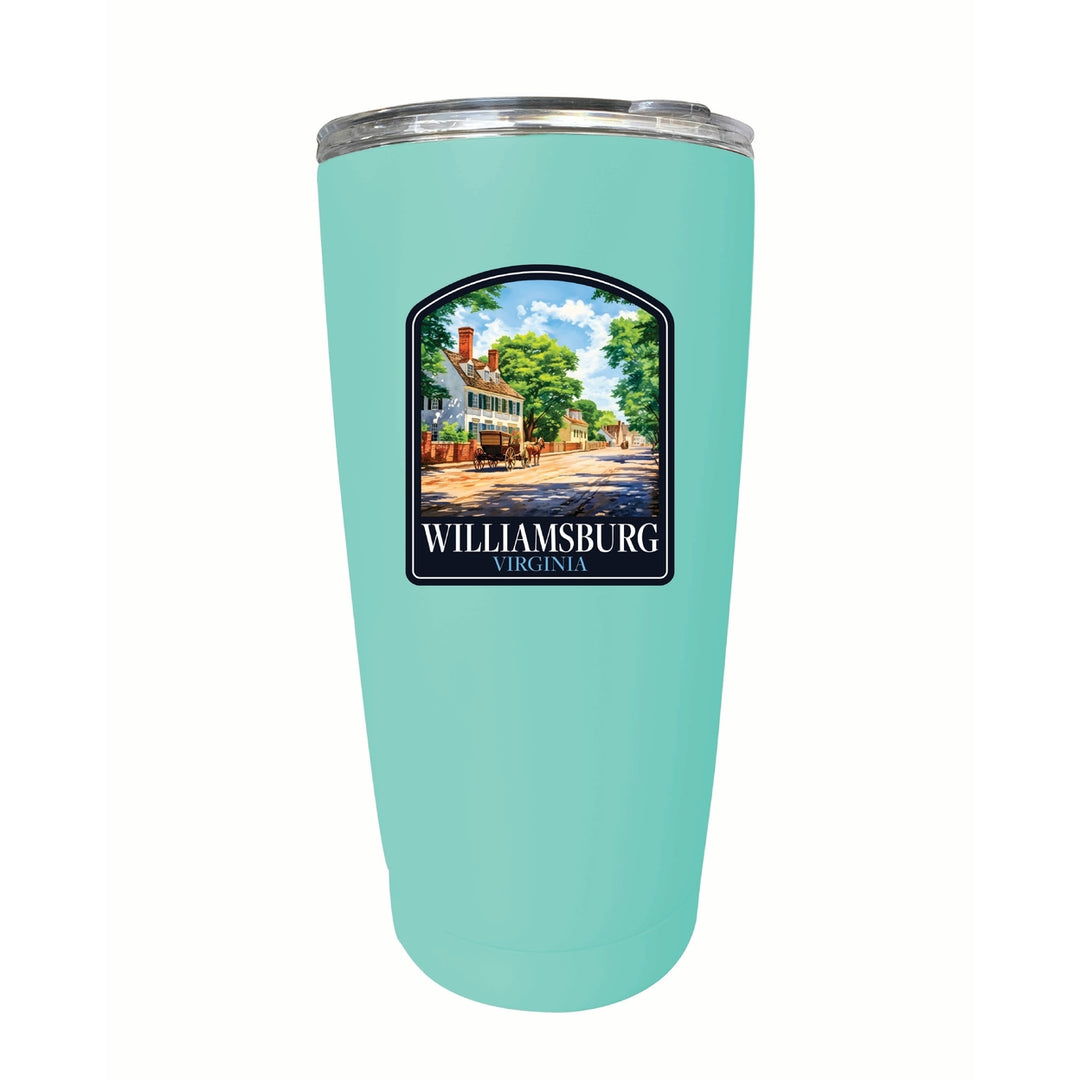 Williamsburg Virginia Colonial Street Design Souvenir 16 oz Insulated Tumbler STAINLESS STEEL Image 4