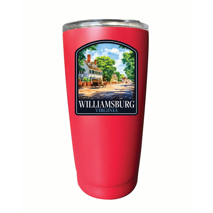 Williamsburg Virginia Colonial Street Design Souvenir 16 oz Insulated Tumbler STAINLESS STEEL Image 4