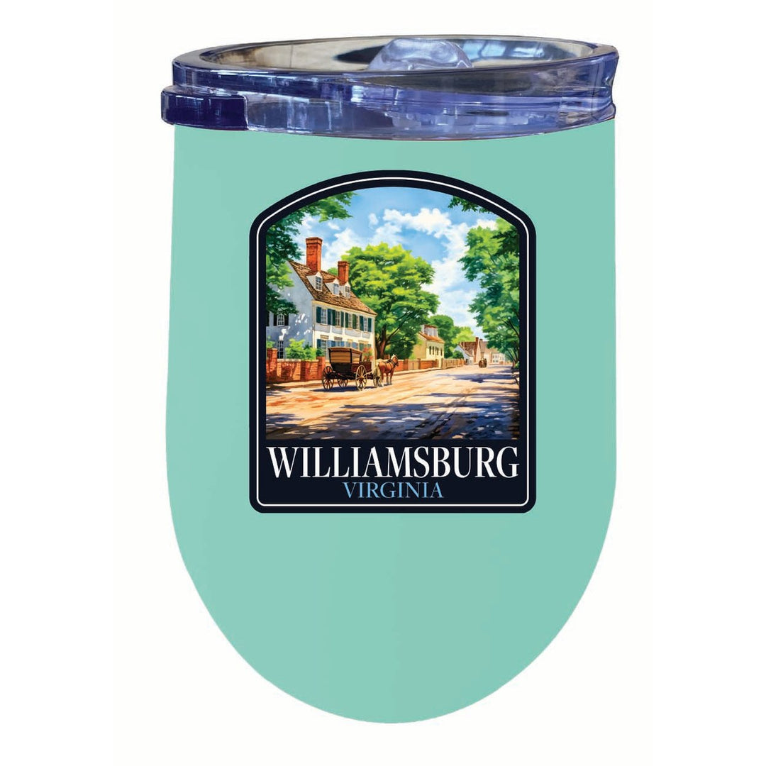 Williamsburg Virginia Colonial Street Design Souvenir 12 oz Insulated Wine Stainless Steel Tumbler Image 1