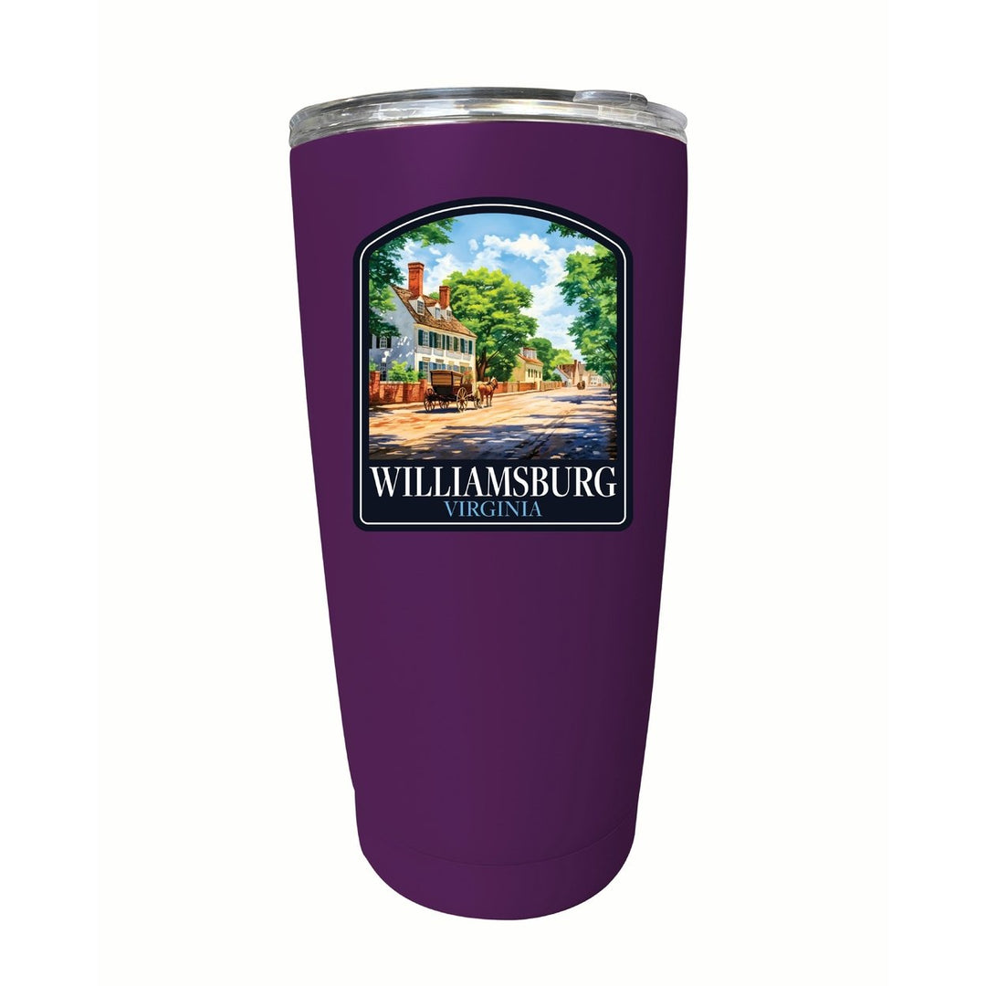 Williamsburg Virginia Colonial Street Design Souvenir 16 oz Insulated Tumbler STAINLESS STEEL Image 6