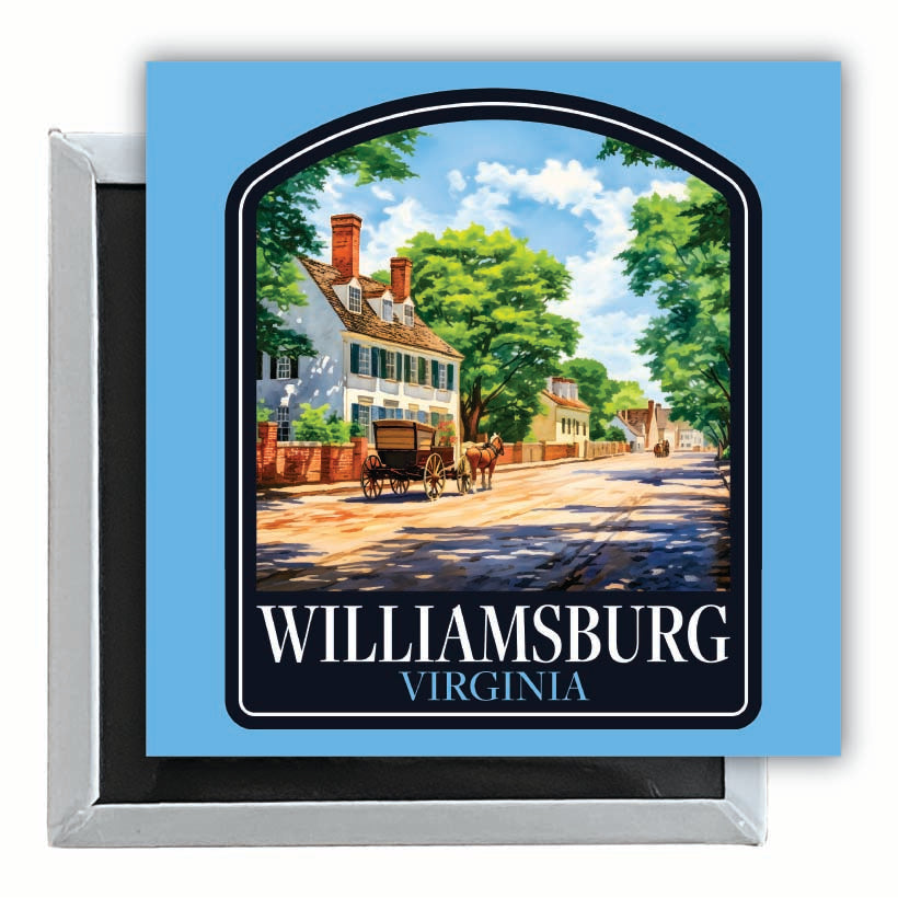 Williamsburg Virginia Colonial Street Design Souvenir 2.5 x 2.5-Inch Fridge Magnet Image 1