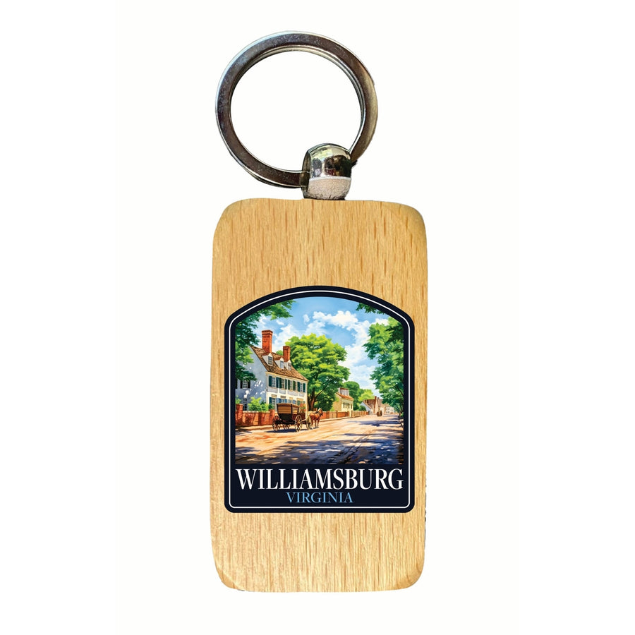 Williamsburg Virginia Colonial Street Design Souvenir 2.5x1-Inch Souvenir Wooden Keychain Image 1