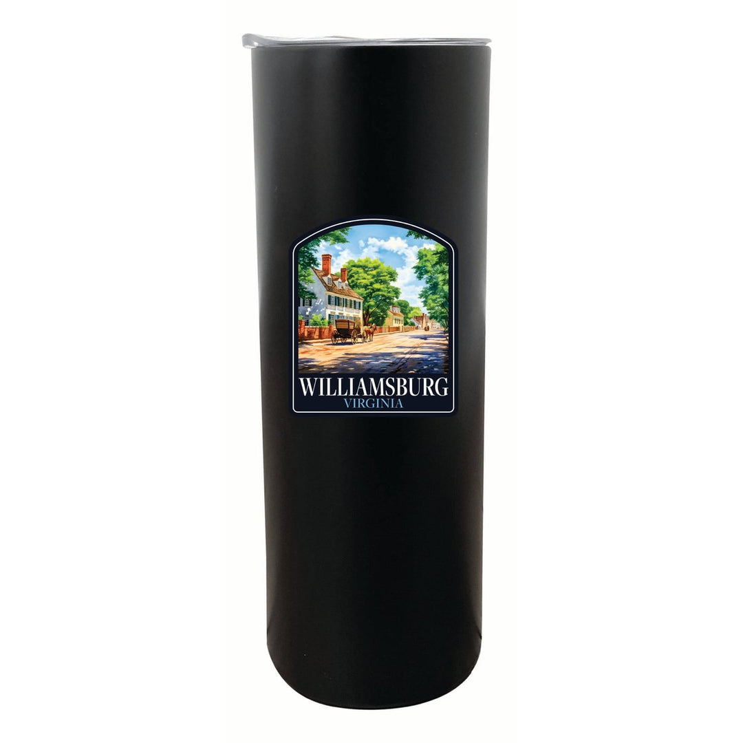 Williamsburg Virginia Colonial Street Design Souvenir 20 oz Insulated Stainless Steel Skinny Tumbler Image 1