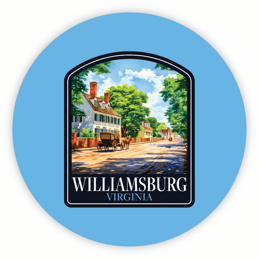 Williamsburg Virginia Colonial Street Design Souvenir Round Fridge Magnet Image 1