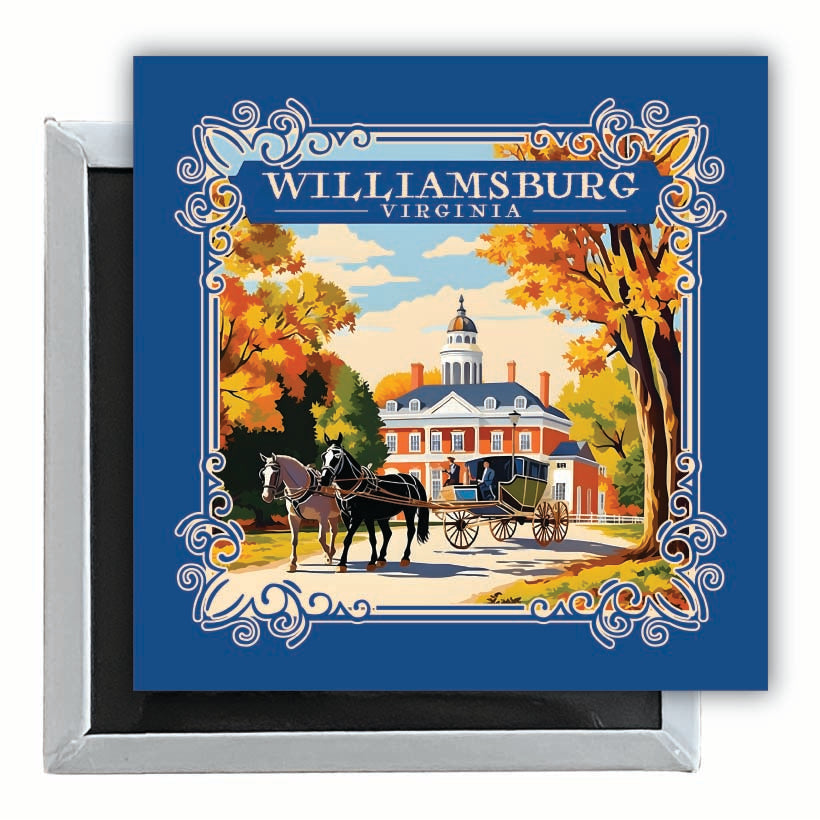 Williamsburg Virginia Governors Palace Design Souvenir 2.5 x 2.5-Inch Fridge Magnet Image 1