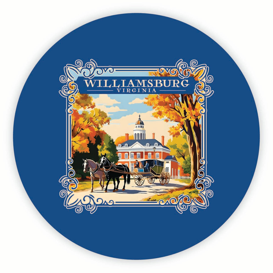 Williamsburg Virginia Governors Palace Design Souvenir Round Fridge Magnet Image 1