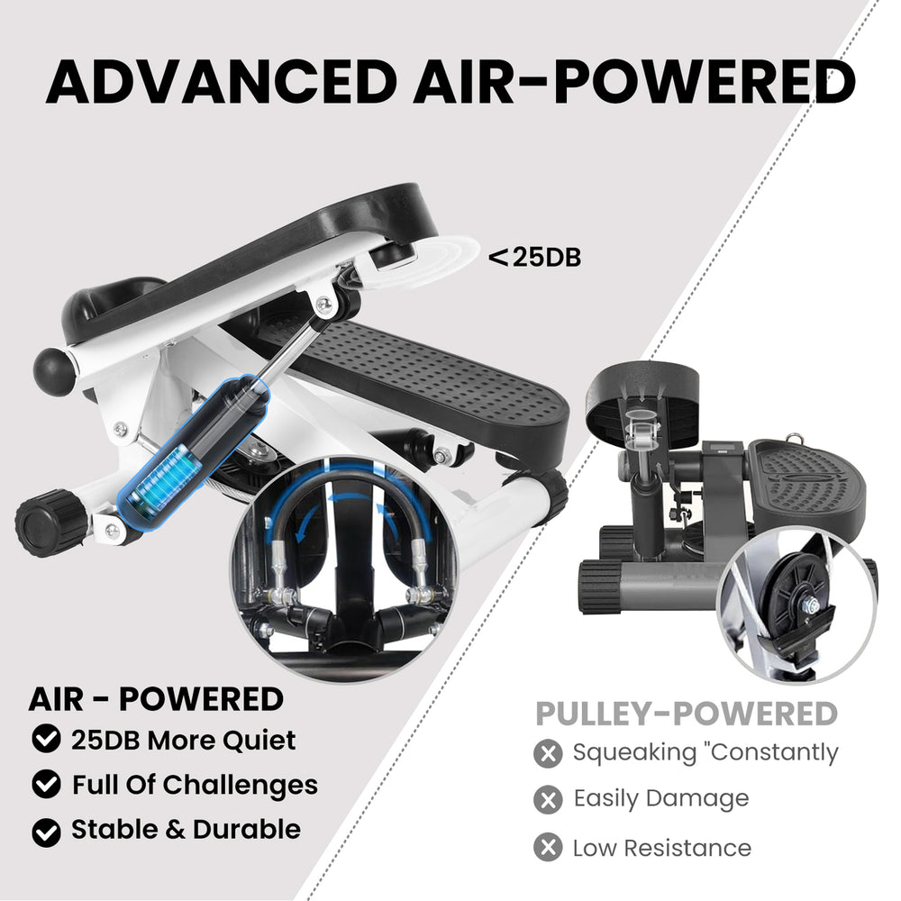 Home Exercise Steppers Mini Steppers with Bands Air Powered Stair Steppers with Weight Loading Super Quiet Hydraulic Image 2