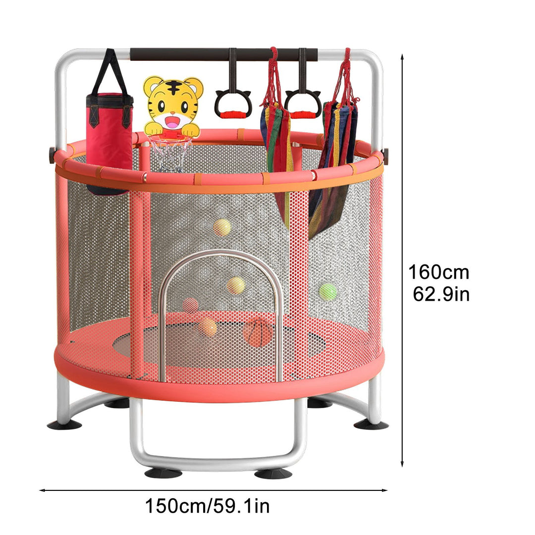 Adjustable Baby Toddler Trampoline with Basketball Hoop Swing Sandbag Ocean Balls 440lbs Toddler Trampoline with Image 4