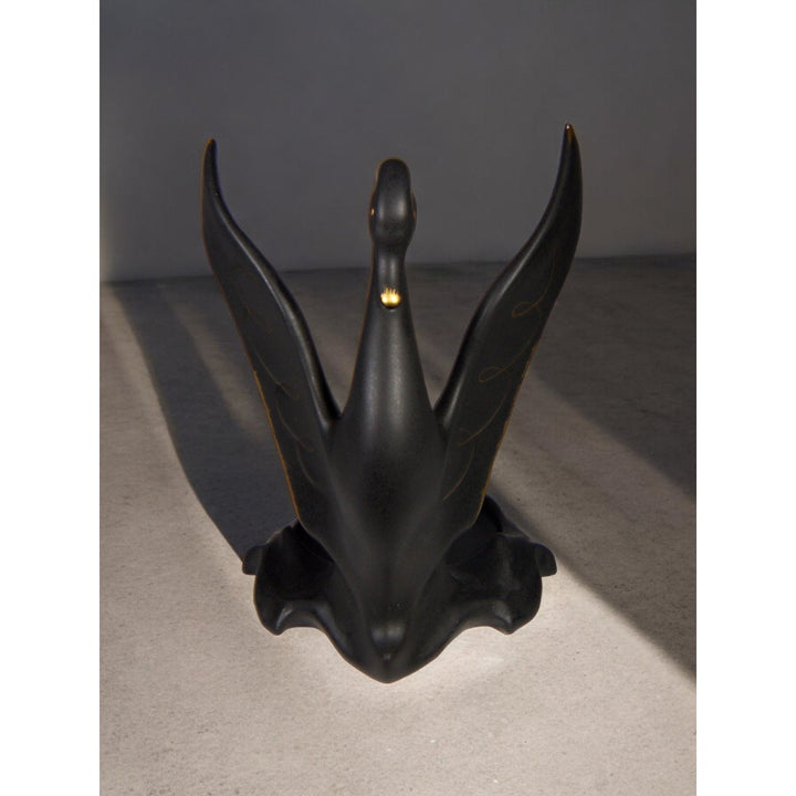 Ceramic Black Swan Figurine 6.5in Modern Image 2