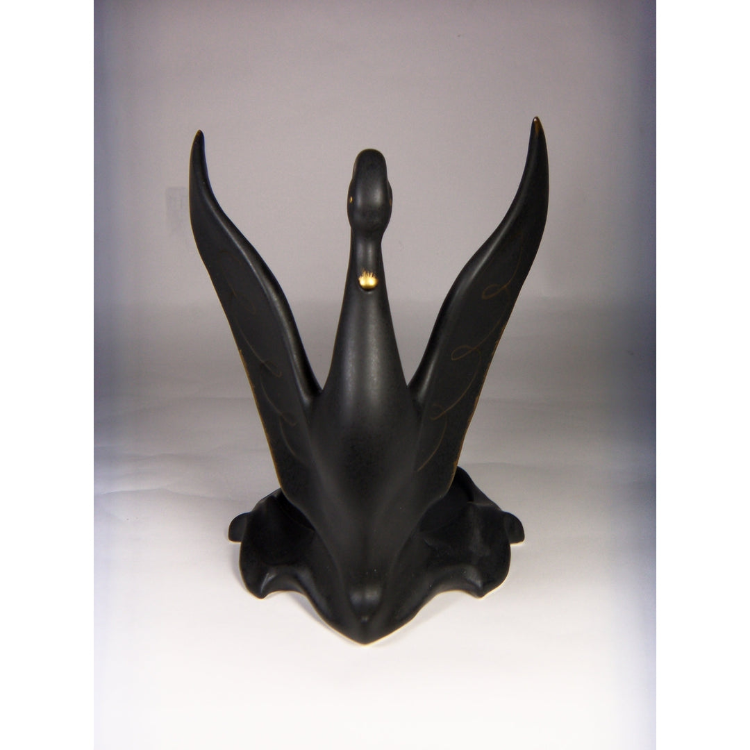 Ceramic Black Swan Figurine 6.5in Modern Image 3