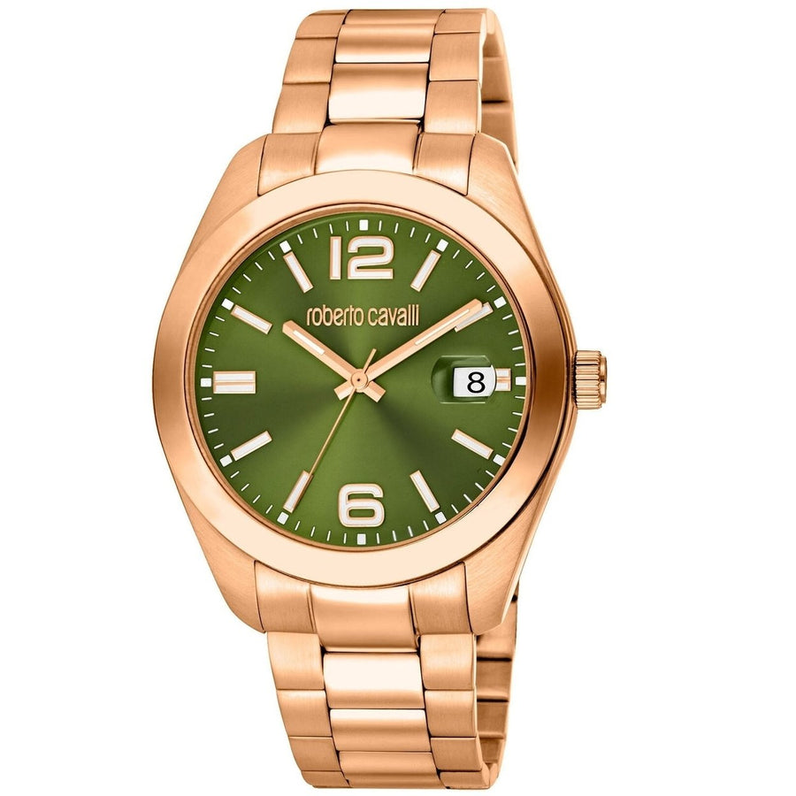 Roberto Cavalli Mens Green Dial Quartz Watch Stainless Steel RC5G051M0065 Image 1