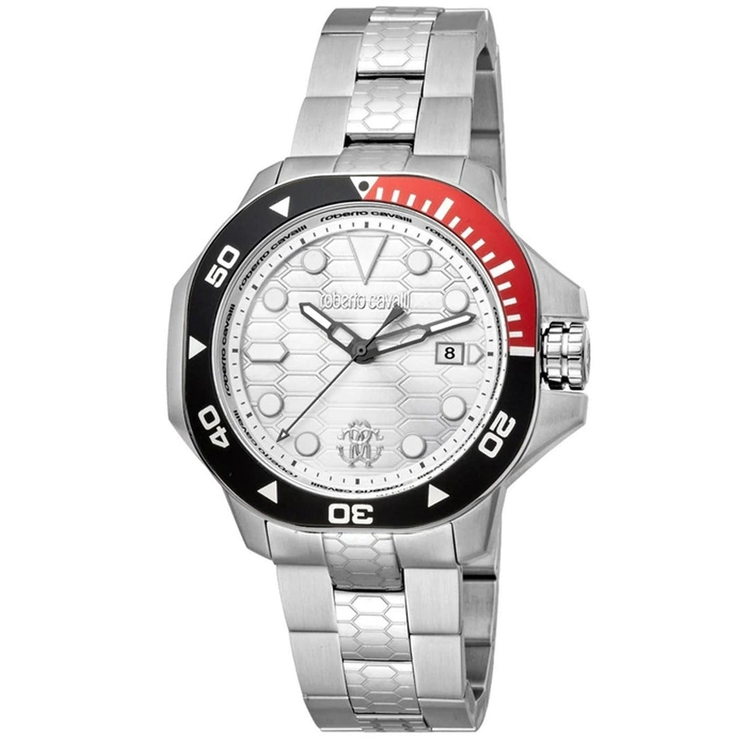 Roberto Cavalli Mens Silver Dial Stainless Steel Quartz Watch RC5G044M0015 Image 1