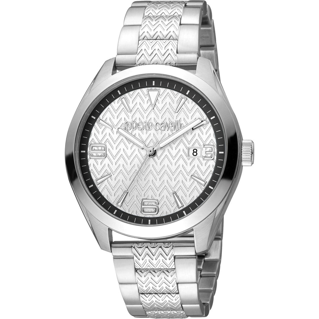 Roberto Cavalli Mens Silver Dial Quartz Watch Stainless Steel RC5G048M0045 100m Image 1