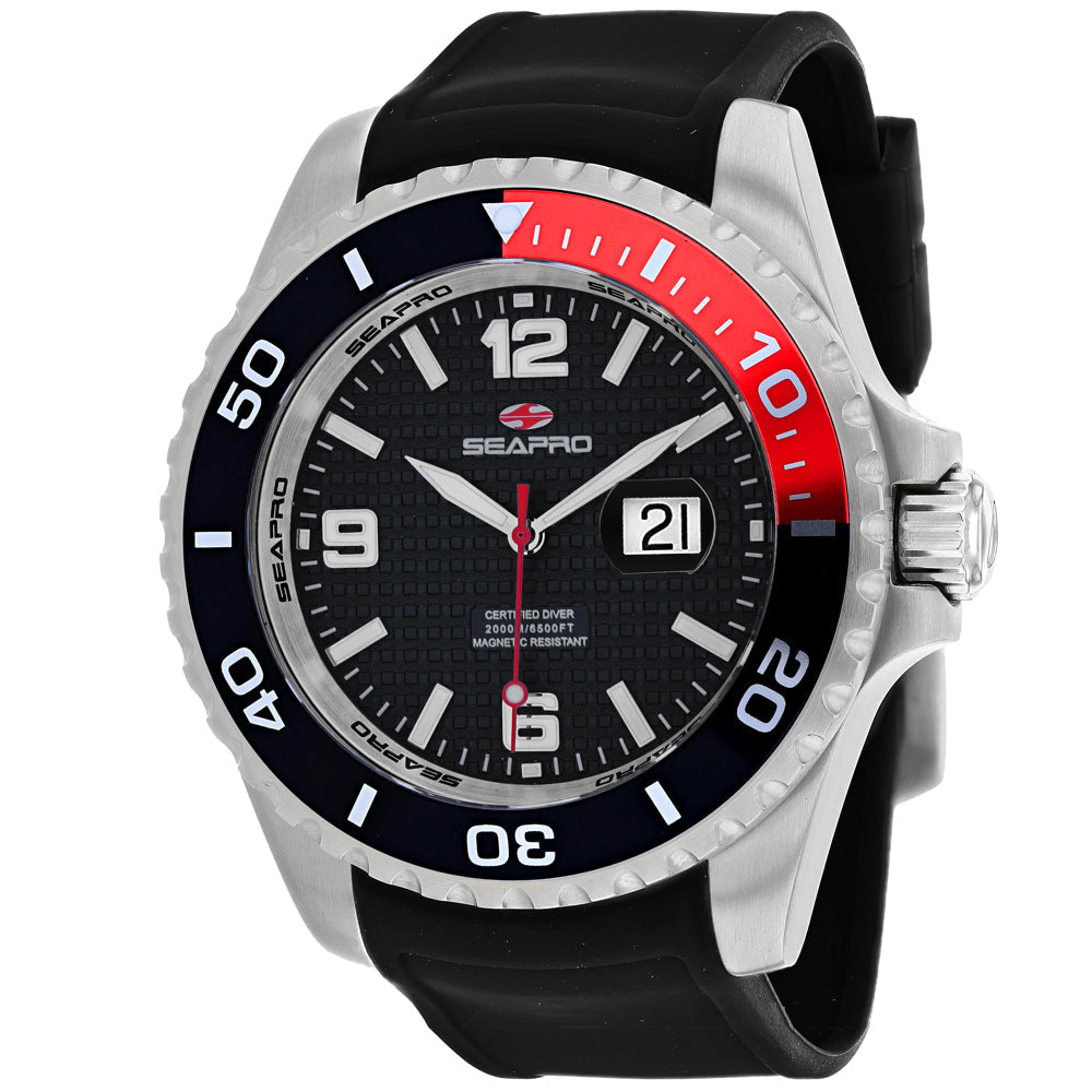 Seapro Abyss Diver Watch SP0740 Black Dial Stainless Steel Silicone Strap 2000M Image 1