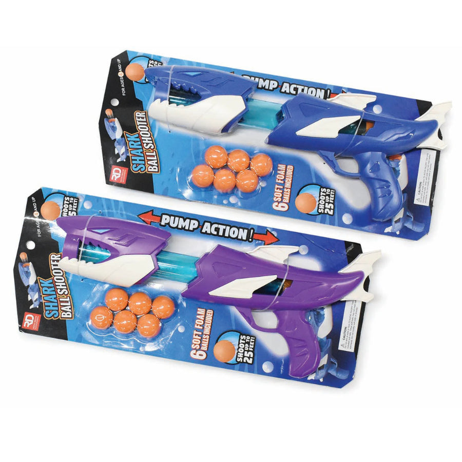 Shark Soft Foam Ball Shooter Blue Indoor Outdoor Toy for Kids Safe Fun Image 1