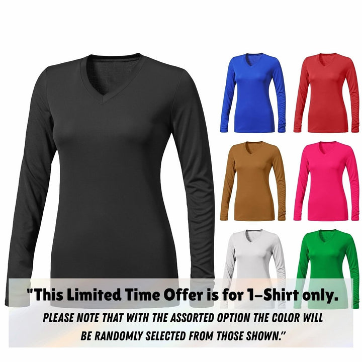 1-Piece Womens Ultra-Soft Durable Breathable Stretchy Comfy Long Sleeve V-Neck Shirt (Plus Size Available) Image 11