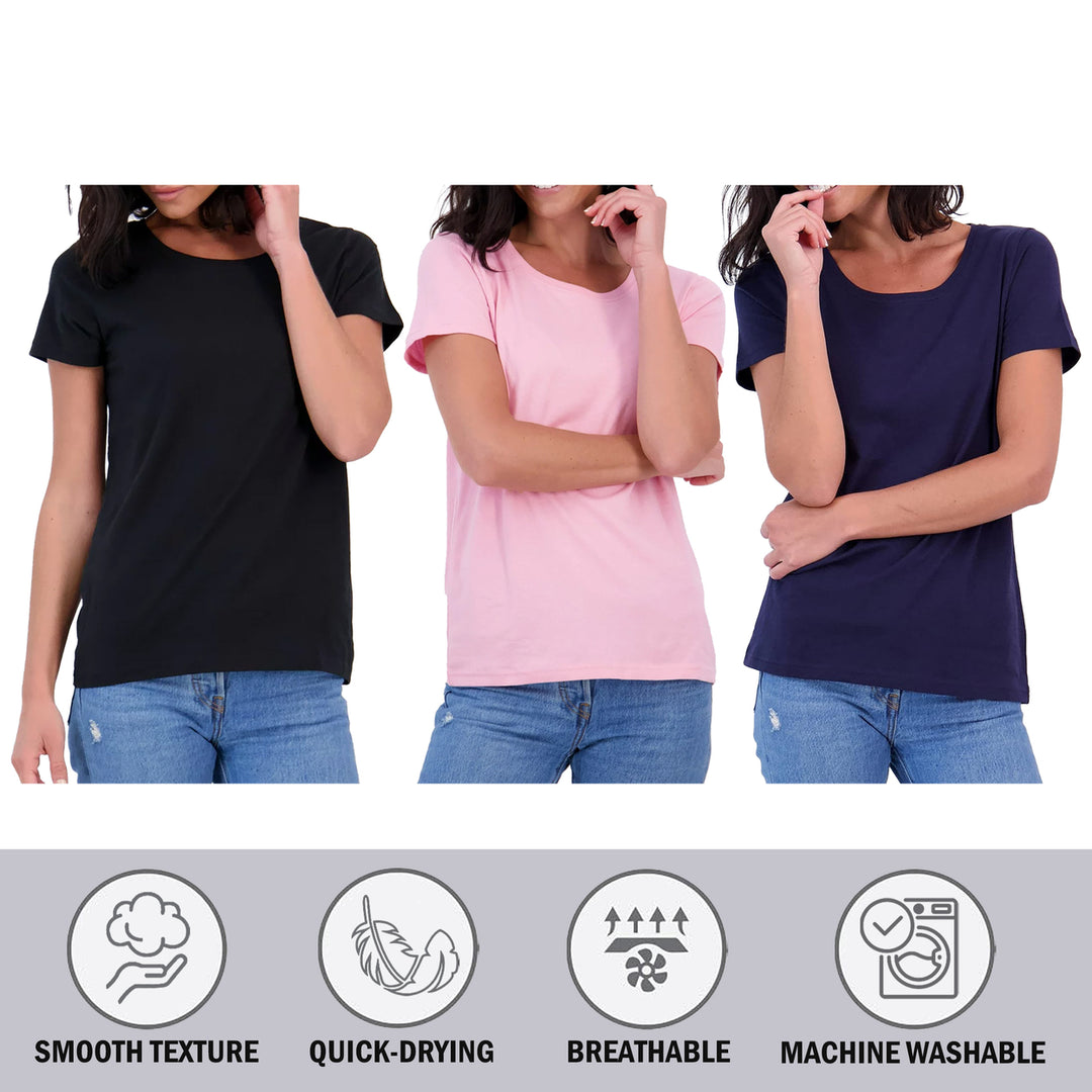 1-Piece Women Ultra-Soft Smooth Breathable Comfy Stretchy Short Sleeve T-Shirt Image 11