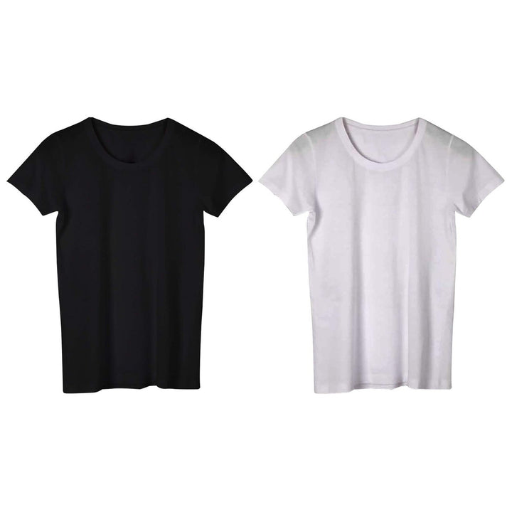 Women Ultra-Soft Breathable Stretchy Short Sleeve T-Shirts 2-Pack Various Colors Image 1