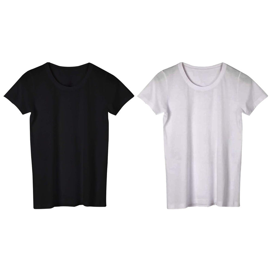 Women Ultra-Soft Breathable Stretchy Short Sleeve T-Shirts 2-Pack Various Colors Image 1