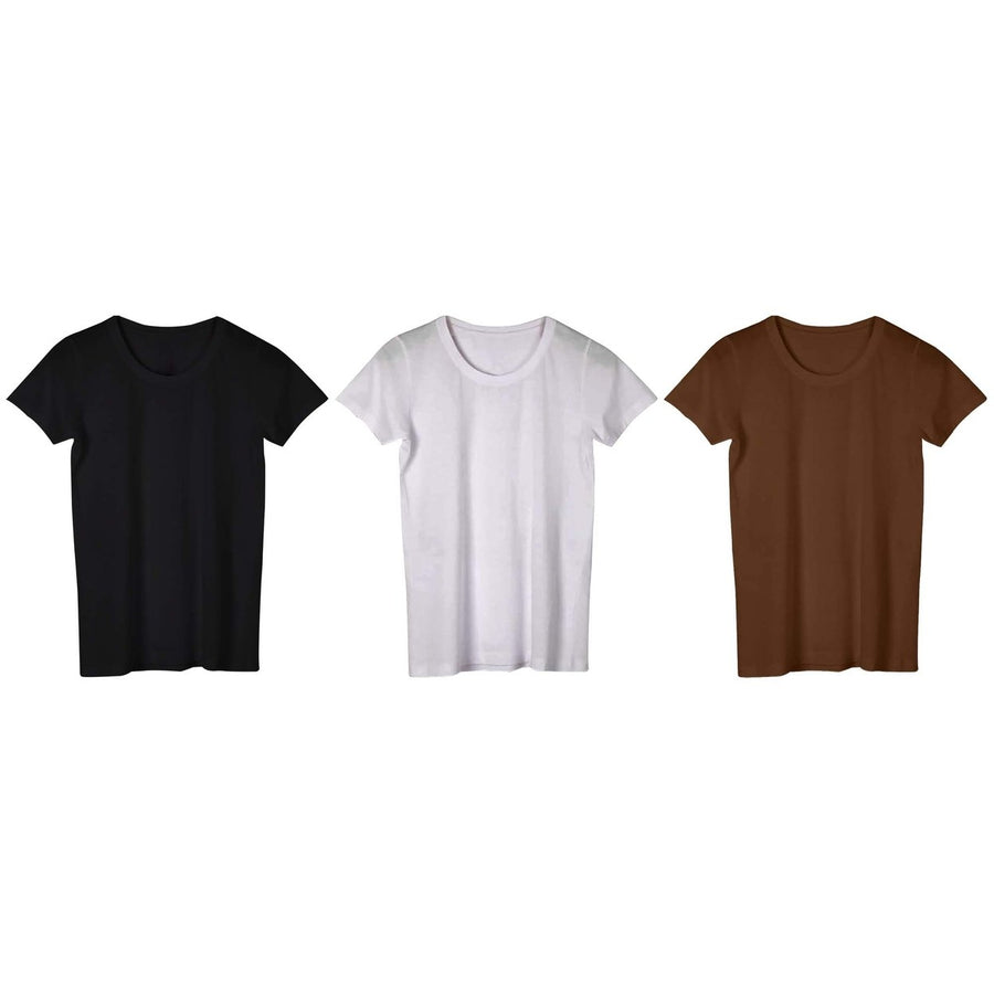 3-Piece Womens Short Sleeve T-Shirts Ultra-Soft Breathable Stretchy Cotton Blend Image 1